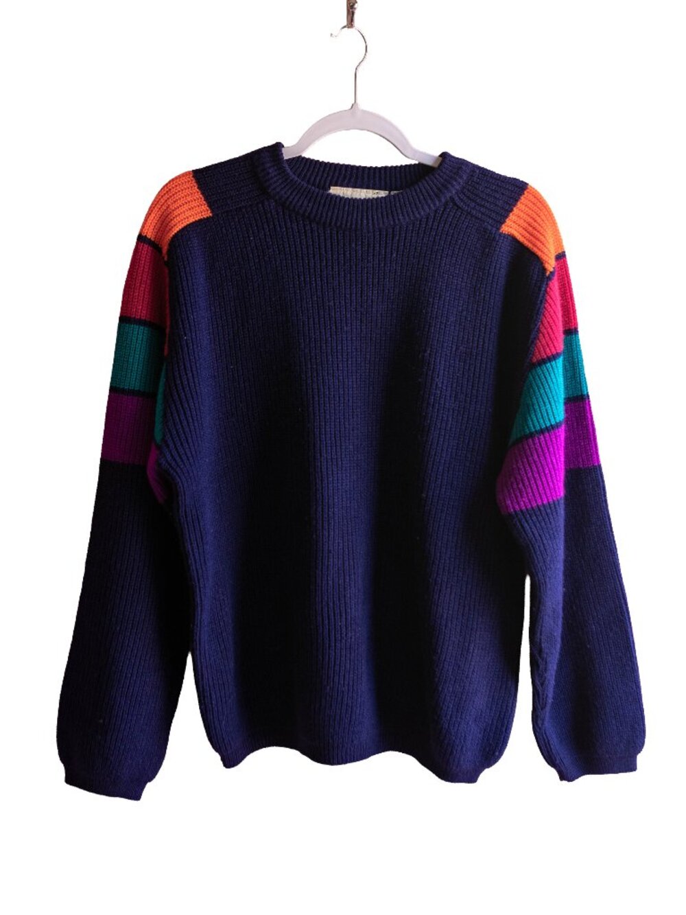 Vintage OP Ocean Pacific Navy Colorblock Knit Sweater - Medium